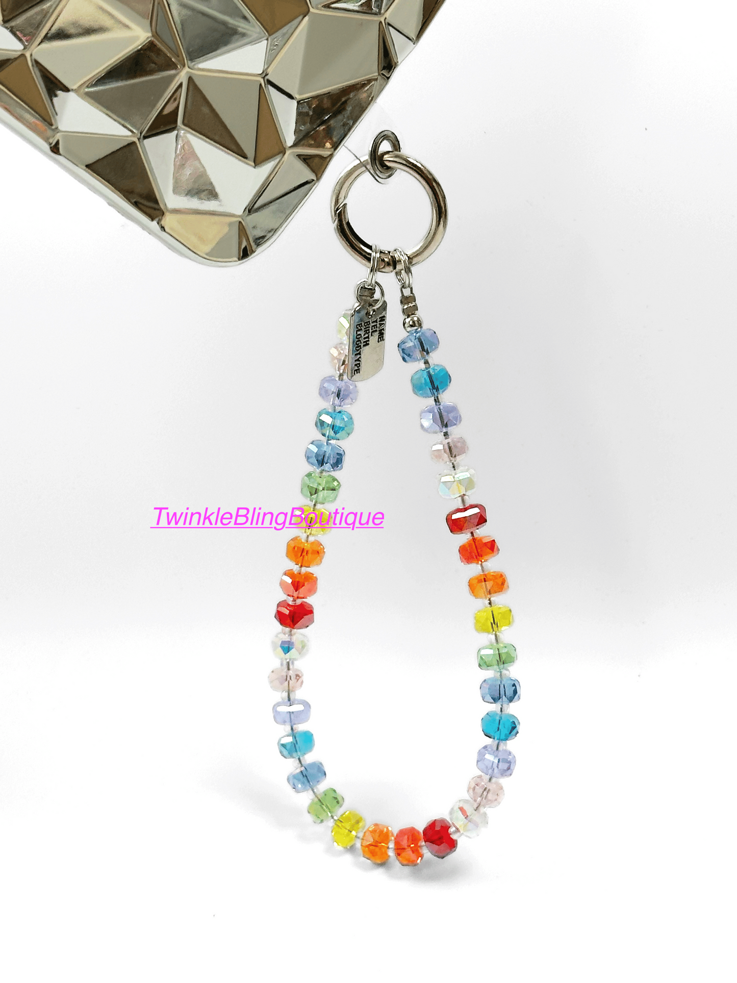 Handmade Rainbow Macaron Crystal Bead Phone Charm, Bag Charm, Vibrant Beaded Phone Strap, Wristlet Crystal, Cute Travel Gift for Friends