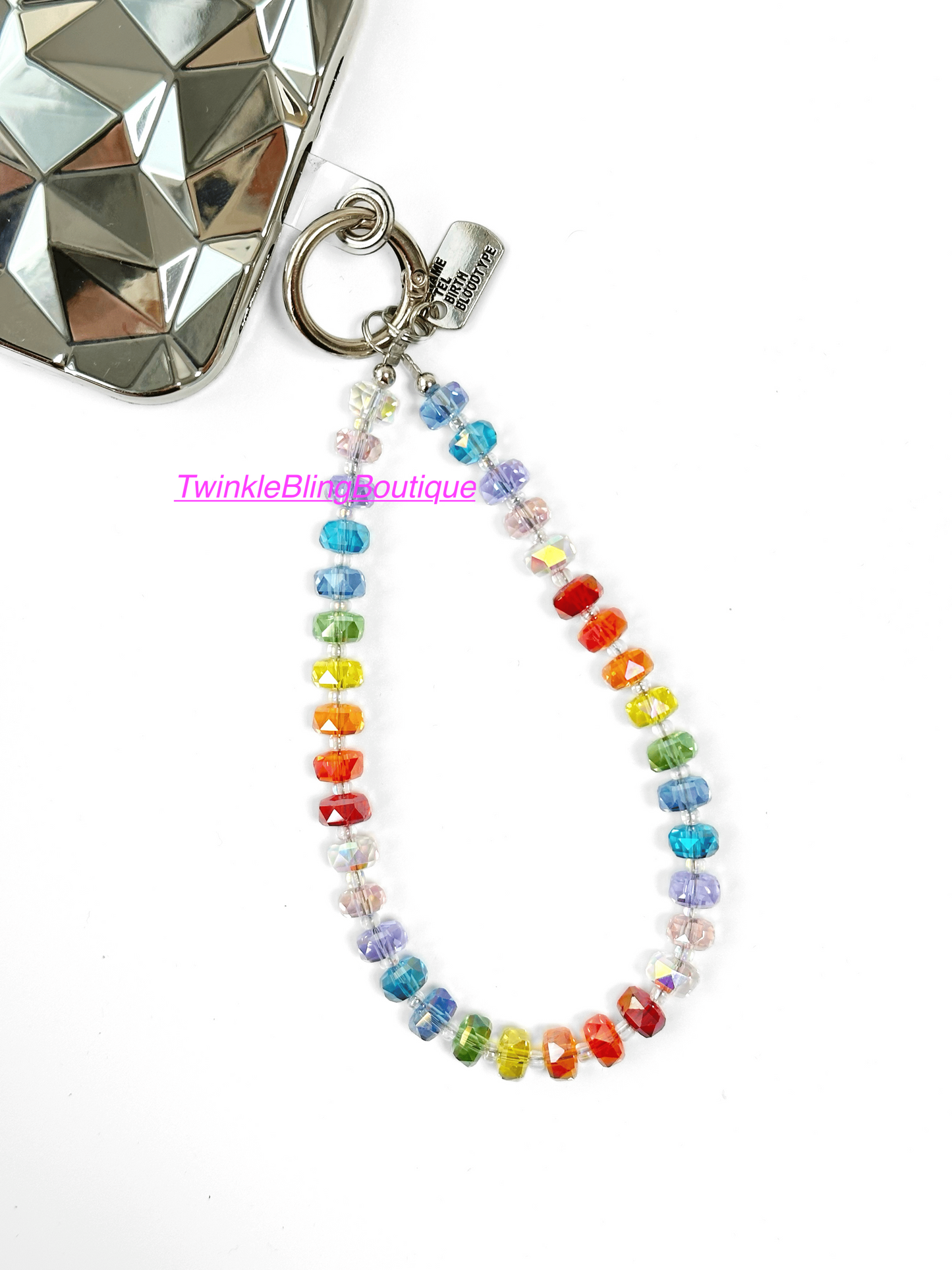 Handmade Rainbow Macaron Crystal Bead Phone Charm, Bag Charm, Vibrant Beaded Phone Strap, Wristlet Crystal, Cute Travel Gift for Friends