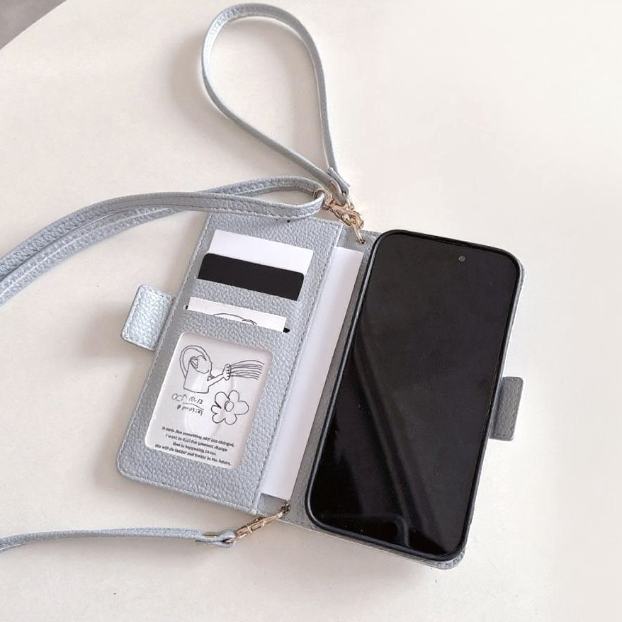iPhone 17/16/15  Leather Phone Case Wallet with Wristlet, Multi-Slots Card Holder Pouch, Card Slots