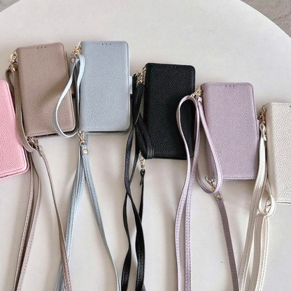 iPhone 17/16/15  Leather Phone Case Wallet with Wristlet, Multi-Slots Card Holder Pouch, Card Slots
