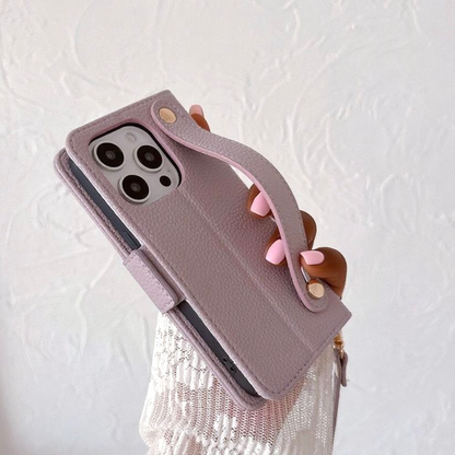 iPhone 17/16/15  Leather Phone Case Wallet with Wristlet, Multi-Slots Card Holder Pouch, Card Slots