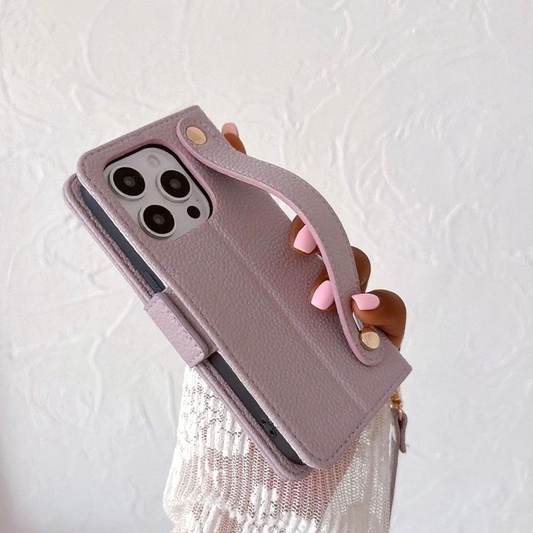 iPhone 17/16/15  Leather Phone Case Wallet with Wristlet, Multi-Slots Card Holder Pouch, Card Slots