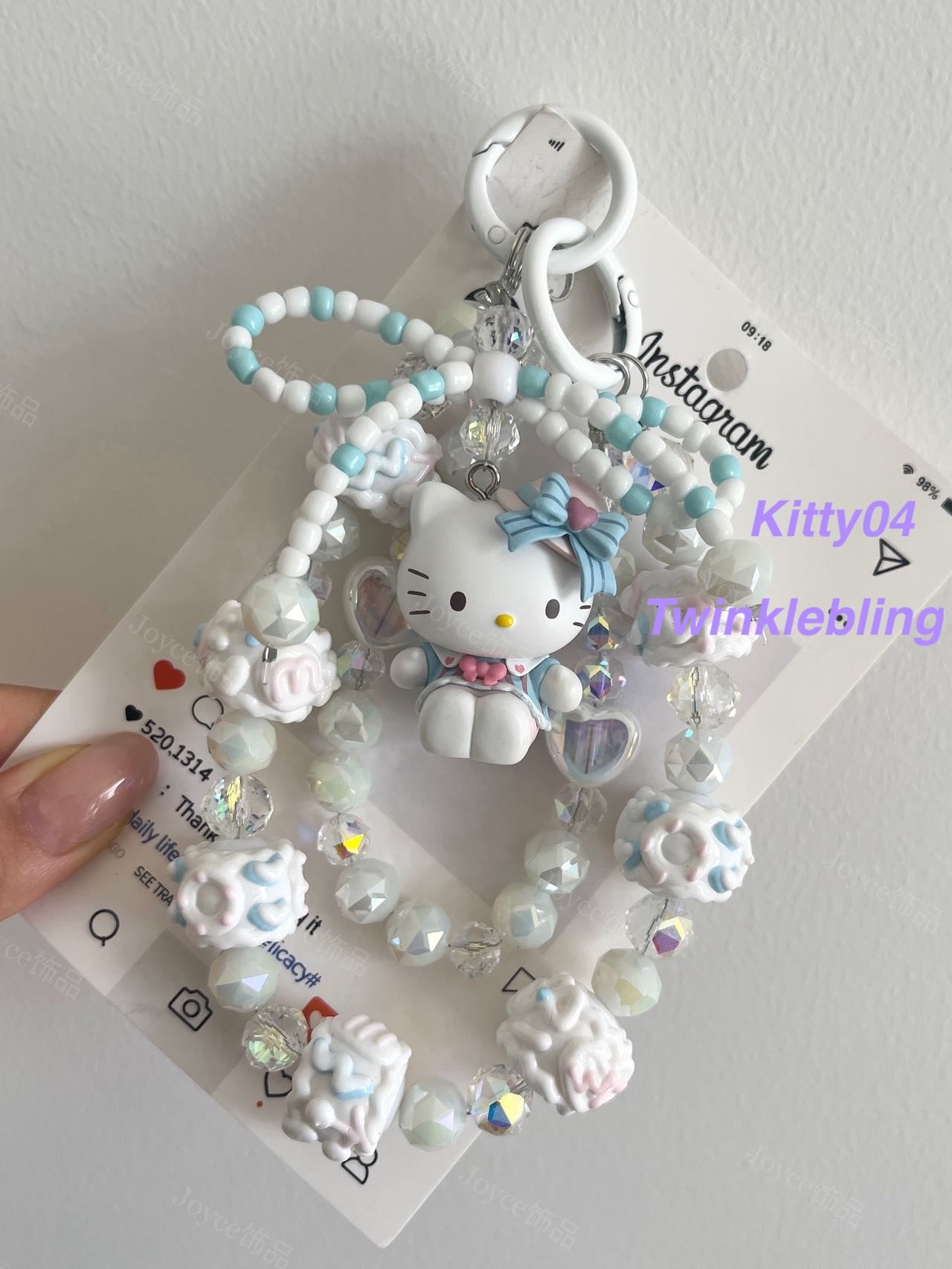 (Double Chain Kitty/Kuromi) Handmade Sanrio Hello Kitty & Kuromi Double Chain Phone/Bag Charm
