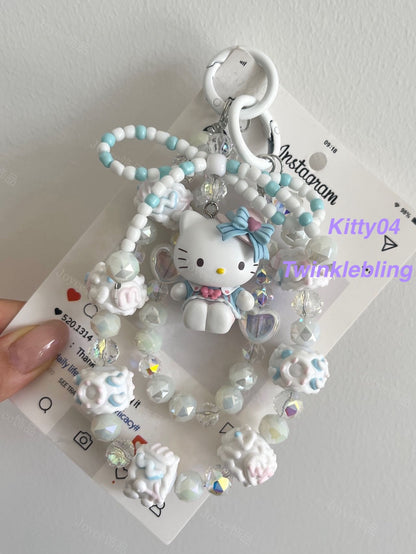 (Double Chain Kitty/Kuromi) Handmade Sanrio Hello Kitty & Kuromi Double Chain Phone/Bag Charm