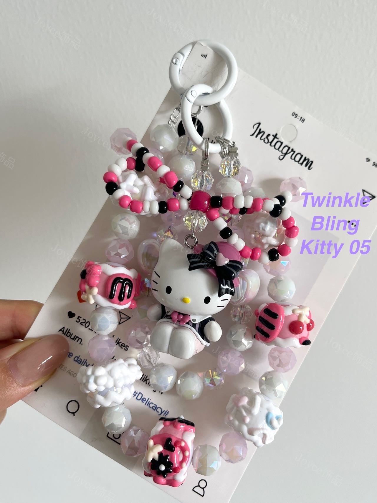 (Double Chain Kitty/Kuromi) Handmade Sanrio Hello Kitty & Kuromi Double Chain Phone/Bag Charm