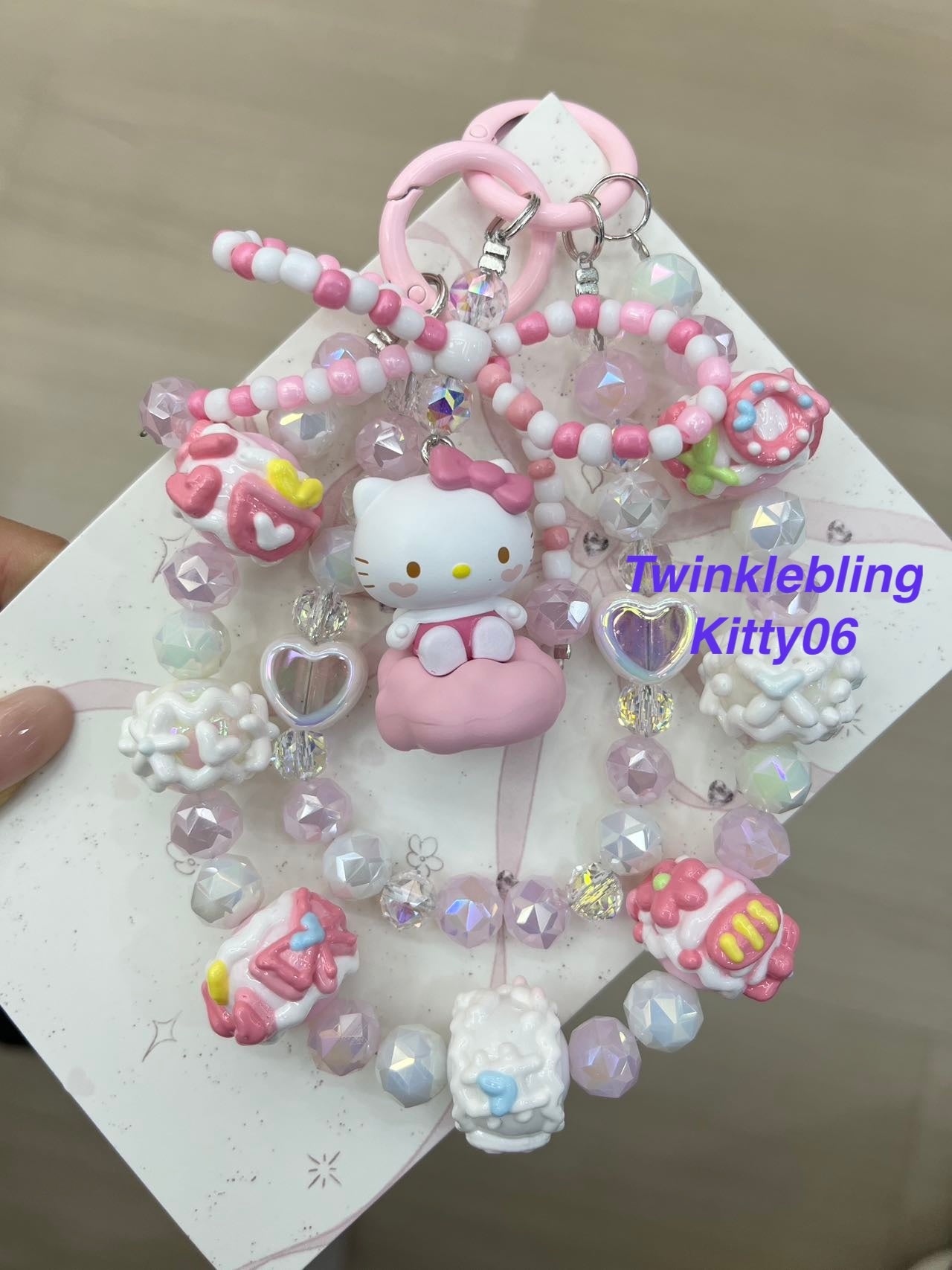 (Double Chain Kitty/Kuromi) Handmade Sanrio Hello Kitty & Kuromi Double Chain Phone/Bag Charm