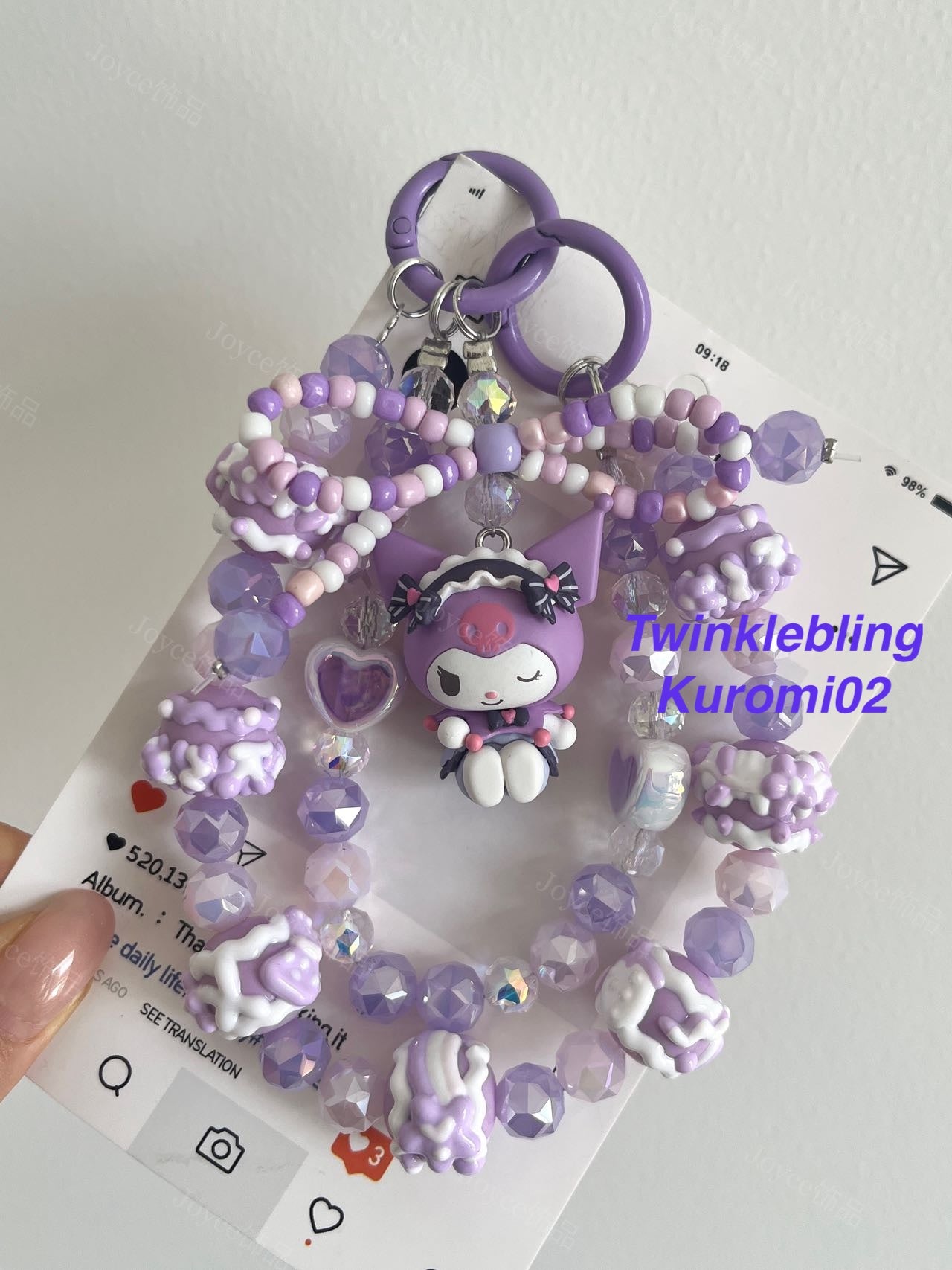 (Double Chain Kitty/Kuromi) Handmade Sanrio Hello Kitty & Kuromi Double Chain Phone/Bag Charm