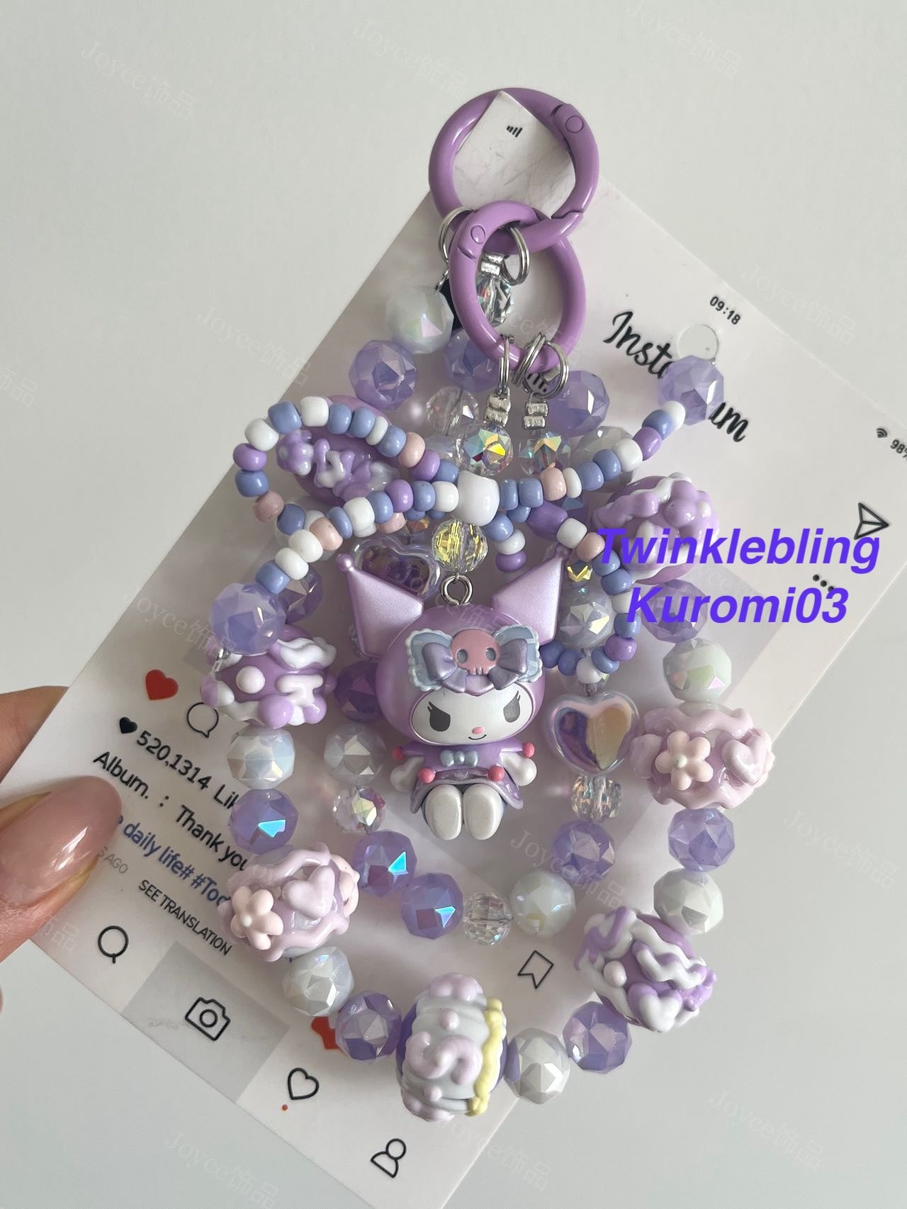 (Double Chain Kitty/Kuromi) Handmade Sanrio Hello Kitty & Kuromi Double Chain Phone/Bag Charm