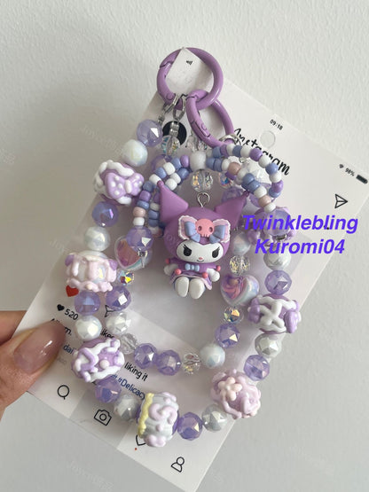 (Double Chain Kitty/Kuromi) Handmade Sanrio Hello Kitty & Kuromi Double Chain Phone/Bag Charm