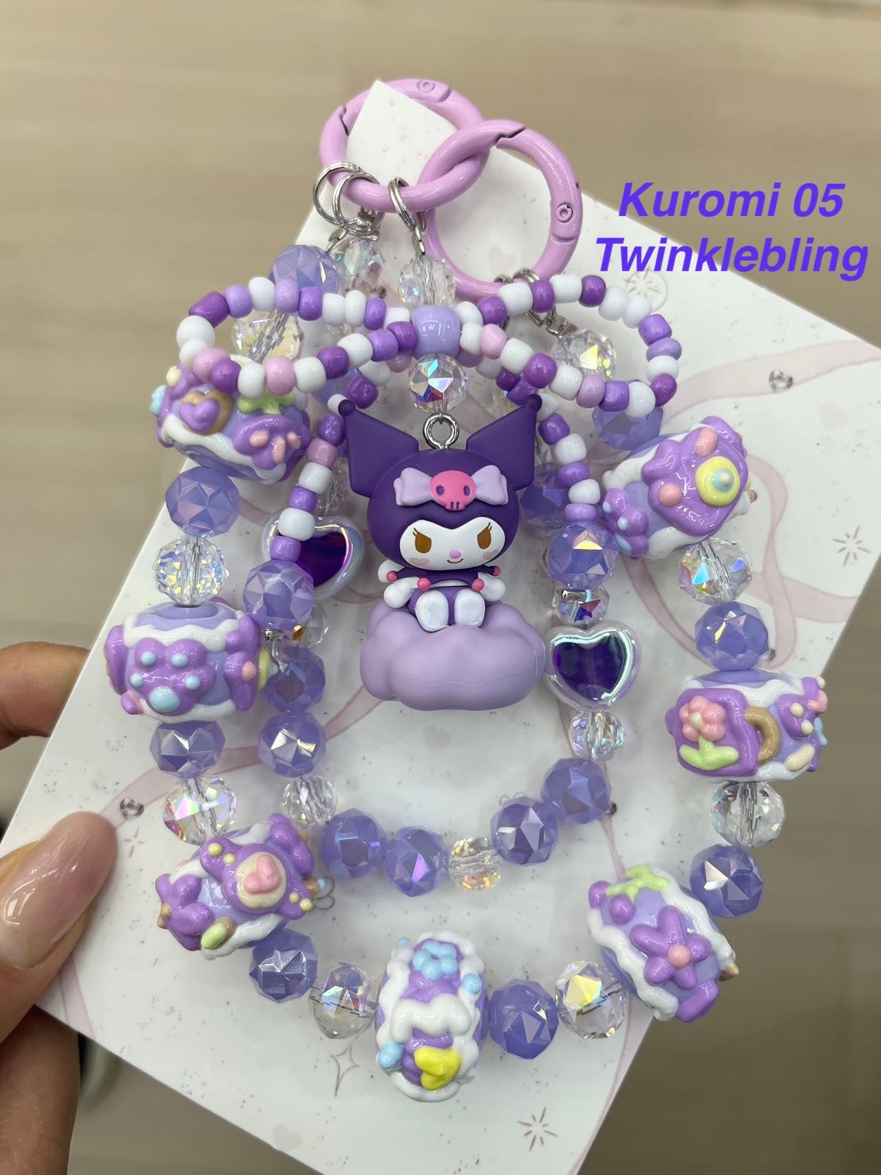 (Double Chain Kitty/Kuromi) Handmade Sanrio Hello Kitty & Kuromi Double Chain Phone/Bag Charm