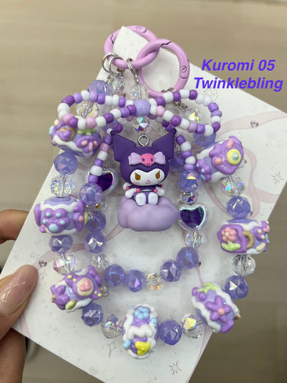 (Double Chain Kitty/Kuromi) Handmade Sanrio Hello Kitty & Kuromi Double Chain Phone/Bag Charm