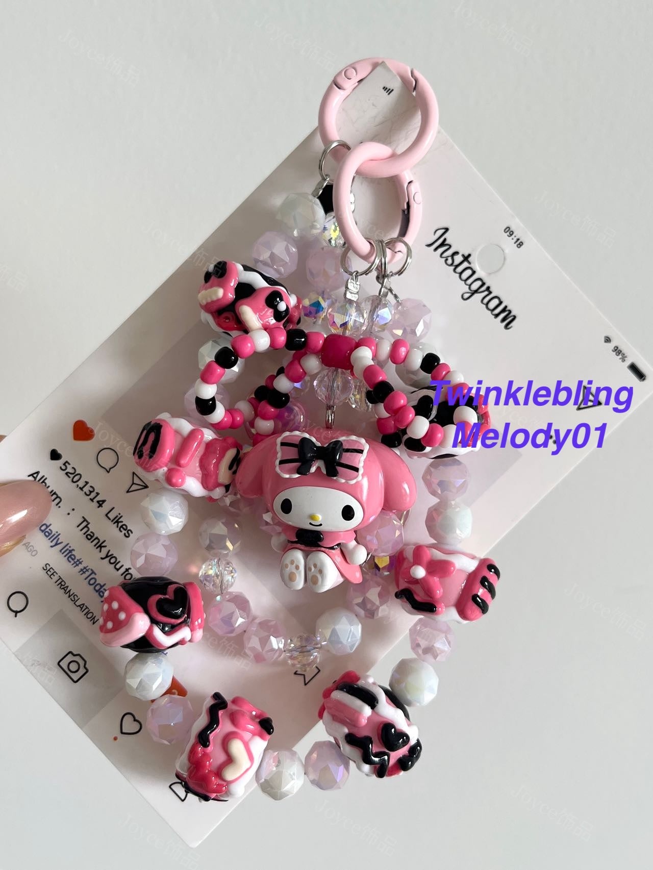 (Double Chain Kitty/Kuromi) Handmade Sanrio Hello Kitty & Kuromi Double Chain Phone/Bag Charm