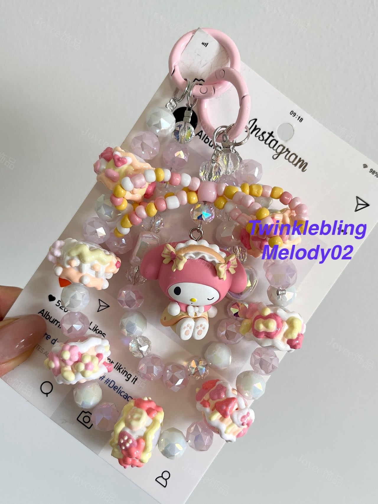 (Double Chain Kitty/Kuromi) Handmade Sanrio Hello Kitty & Kuromi Double Chain Phone/Bag Charm
