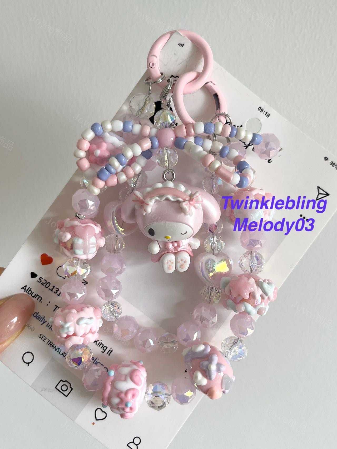 (Double Chain Kitty/Kuromi) Handmade Sanrio Hello Kitty & Kuromi Double Chain Phone/Bag Charm