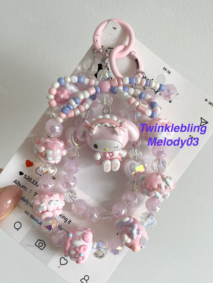(Double Chain Kitty/Kuromi) Handmade Sanrio Hello Kitty & Kuromi Double Chain Phone/Bag Charm