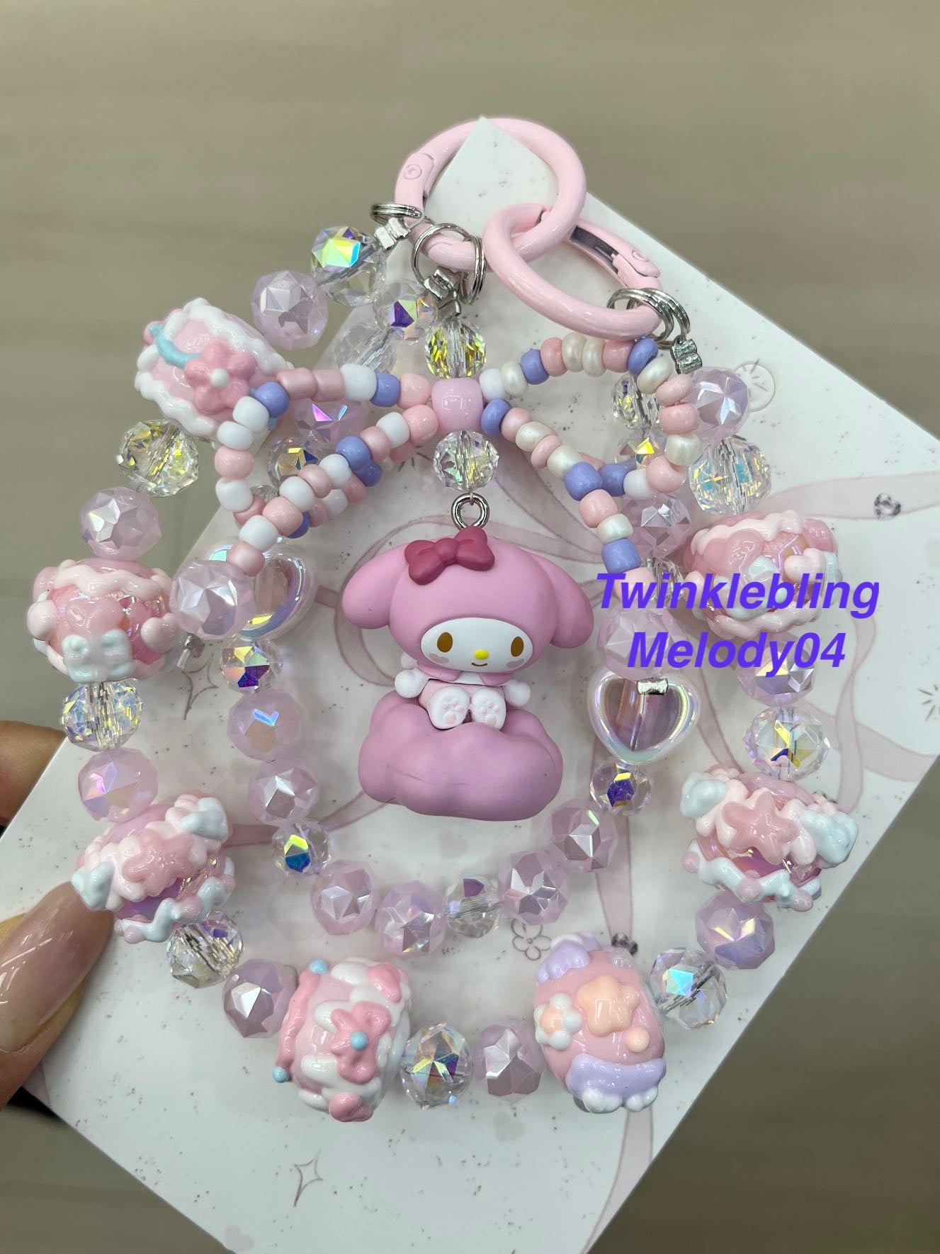 (Double Chain Kitty/Kuromi) Handmade Sanrio Hello Kitty & Kuromi Double Chain Phone/Bag Charm