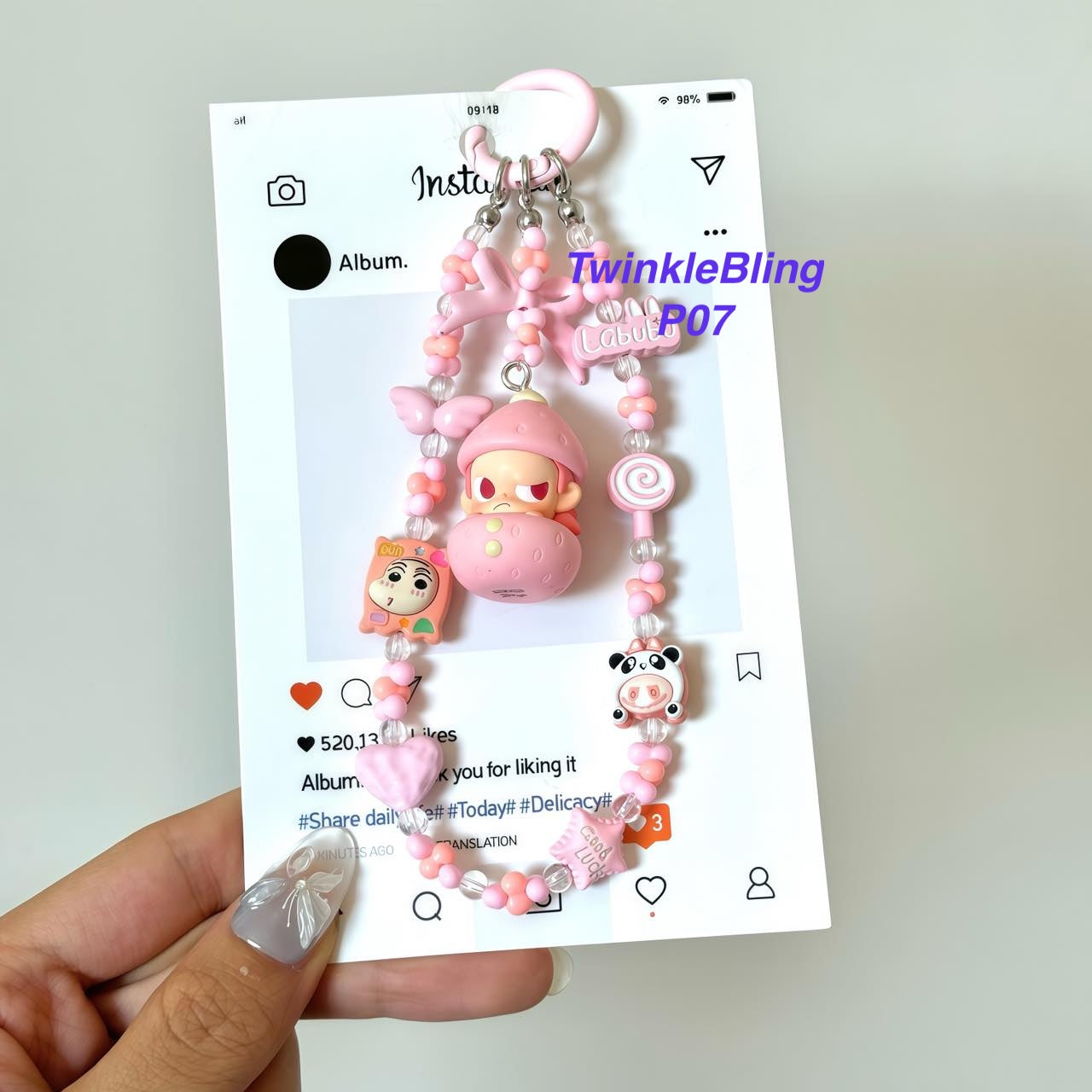 (Pop Charm 2)Handmade DIY Pop Phone Charm - Labubu Phone Charm Molly Skullpanda Sweetbean Phone Charm