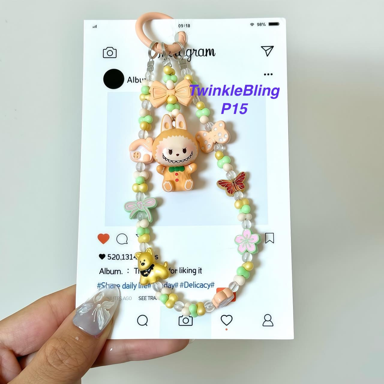 (Pop Charm 2)Handmade DIY Pop Phone Charm - Labubu Phone Charm Molly Skullpanda Sweetbean Phone Charm