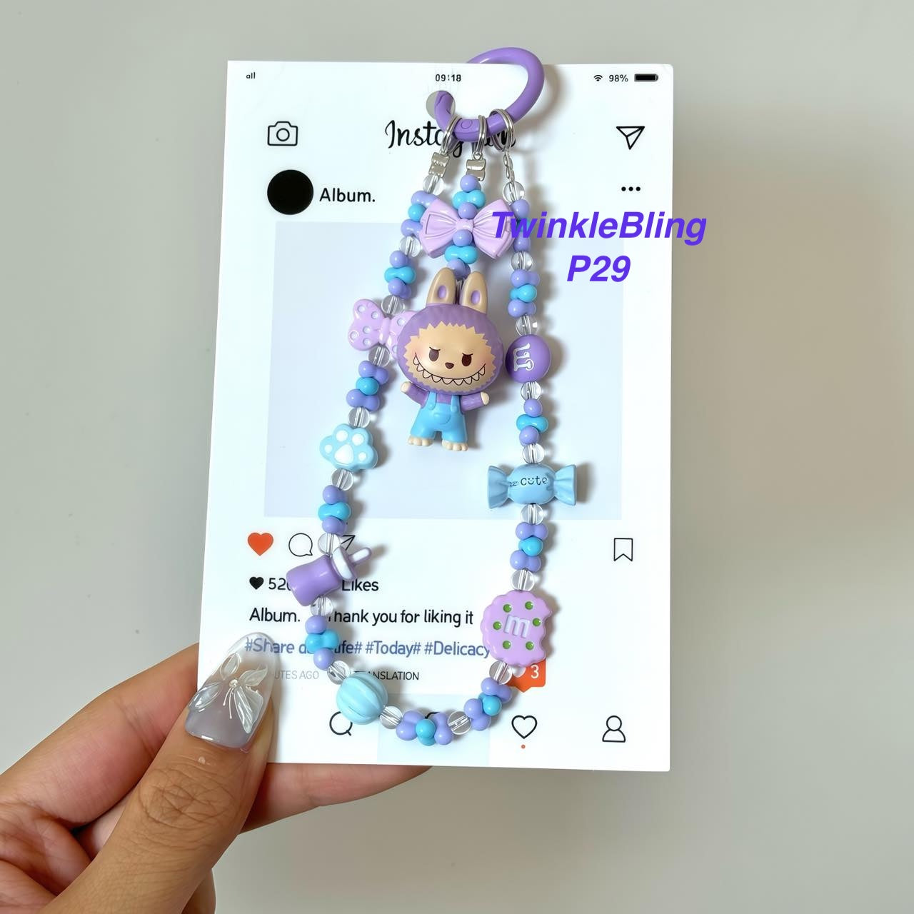 (Pop Charm 2)Handmade DIY Pop Phone Charm - Labubu Phone Charm Molly Skullpanda Sweetbean Phone Charm