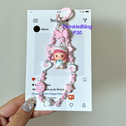 (Pop Charm 2)Handmade DIY Pop Phone Charm - Labubu Phone Charm Molly Skullpanda Sweetbean Phone Charm