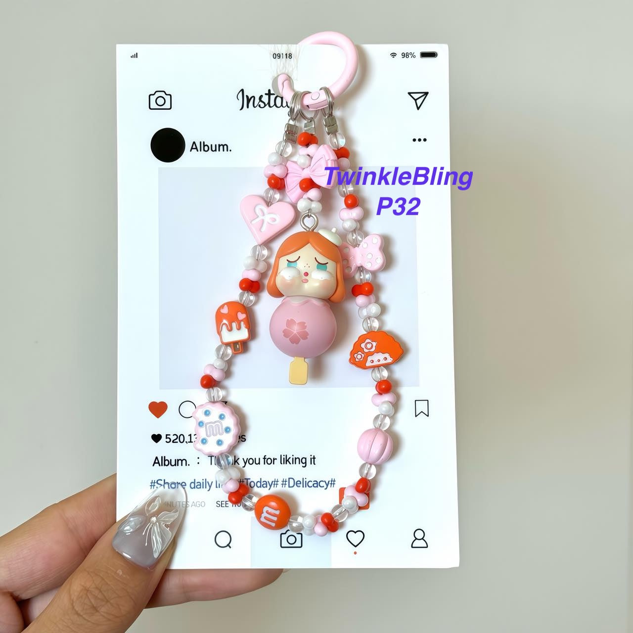 (Pop Charm 2)Handmade DIY Pop Phone Charm - Labubu Phone Charm Molly Skullpanda Sweetbean Phone Charm