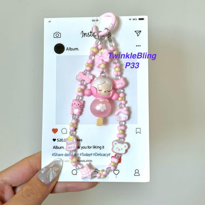 (Pop Charm 2)Handmade DIY Pop Phone Charm - Labubu Phone Charm Molly Skullpanda Sweetbean Phone Charm