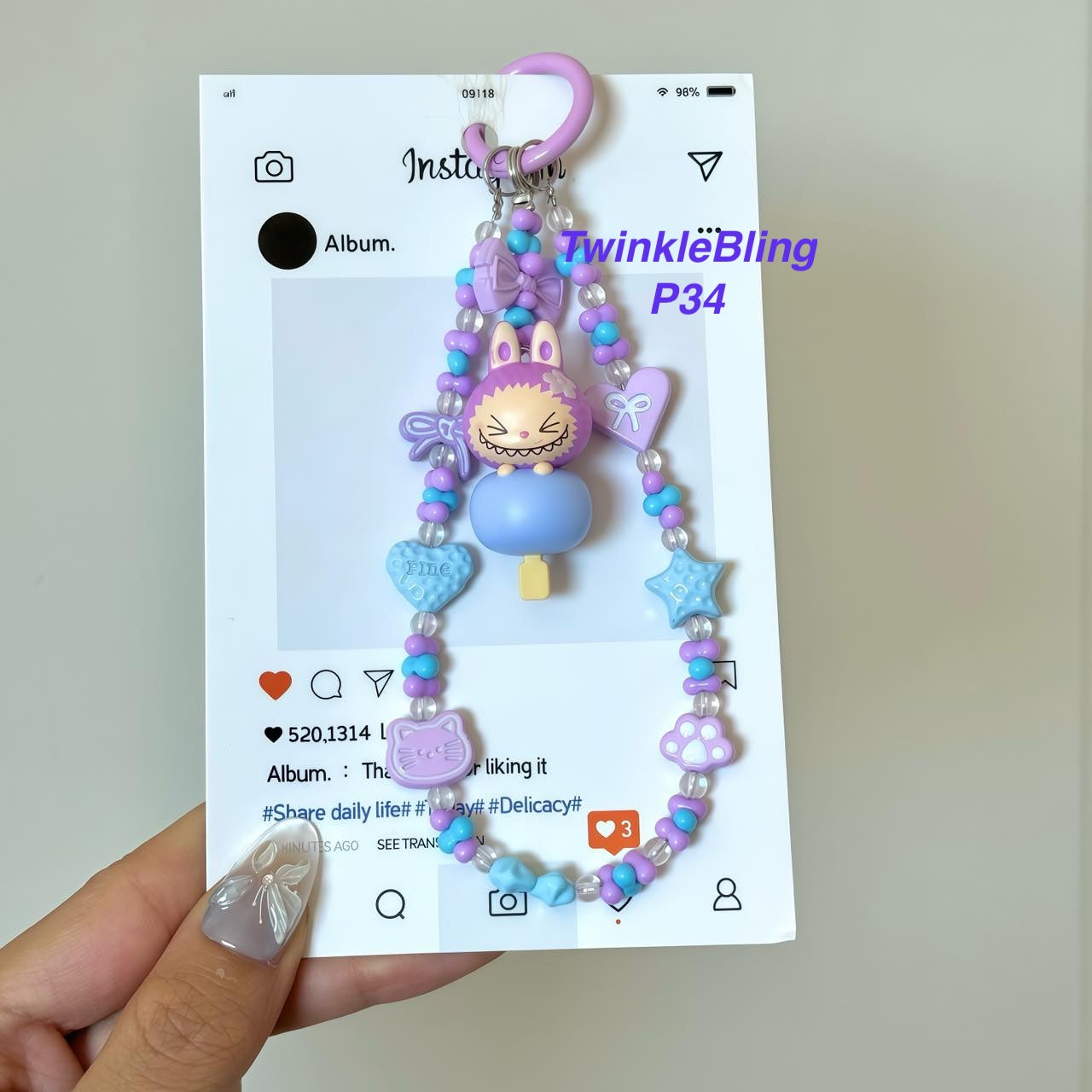 (Pop Charm 2)Handmade DIY Pop Phone Charm - Labubu Phone Charm Molly Skullpanda Sweetbean Phone Charm