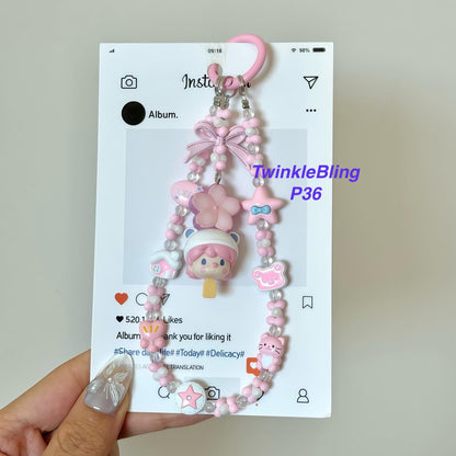 (Pop Charm 2)Handmade DIY Pop Phone Charm - Labubu Phone Charm Molly Skullpanda Sweetbean Phone Charm