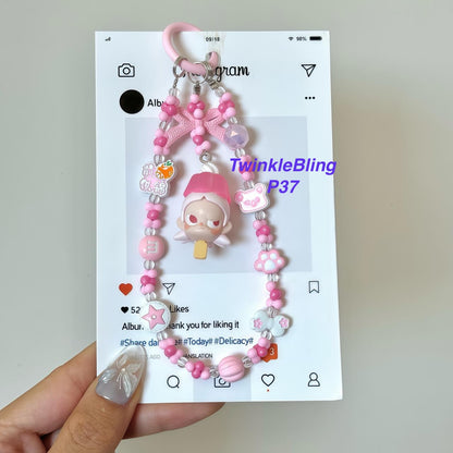(Pop Charm 2)Handmade DIY Pop Phone Charm - Labubu Phone Charm Molly Skullpanda Sweetbean Phone Charm