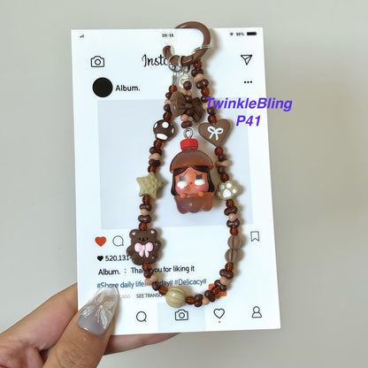 (Pop Charm 2)Handmade DIY Pop Phone Charm - Labubu Phone Charm Molly Skullpanda Sweetbean Phone Charm