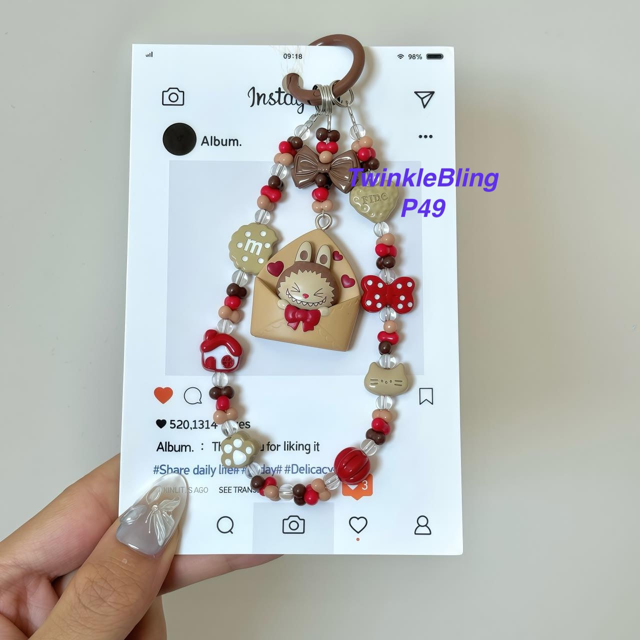 (Pop Charm 2)Handmade DIY Pop Phone Charm - Labubu Phone Charm Molly Skullpanda Sweetbean Phone Charm