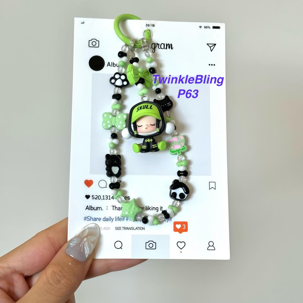 (Pop Charm 2)Handmade DIY Pop Phone Charm - Labubu Phone Charm Molly Skullpanda Sweetbean Phone Charm