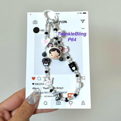 (Pop Charm 2)Handmade DIY Pop Phone Charm - Labubu Phone Charm Molly Skullpanda Sweetbean Phone Charm
