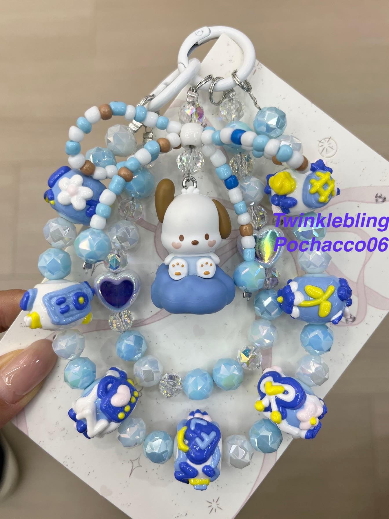 (Double Chain Kitty/Kuromi) Handmade Sanrio Hello Kitty & Kuromi Double Chain Phone/Bag Charm