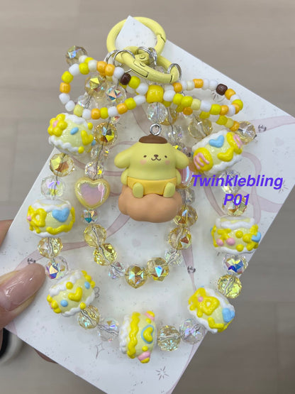 (Double Chain Kitty/Kuromi) Handmade Sanrio Hello Kitty & Kuromi Double Chain Phone/Bag Charm