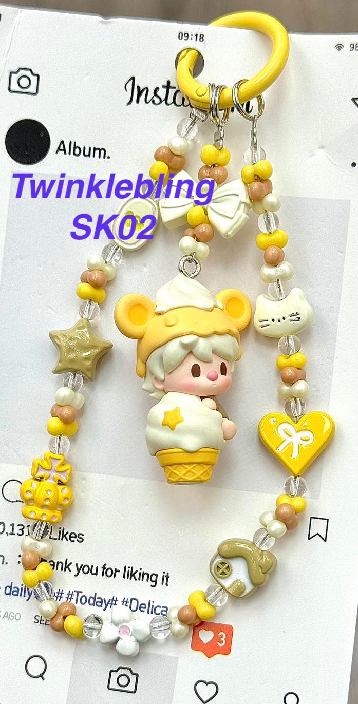 (POP Charm) Handmade DIY Pop Phone Charm - Crybaby Labubu Phone Charm Molly Skullpanda Sweetbean Phone Charm