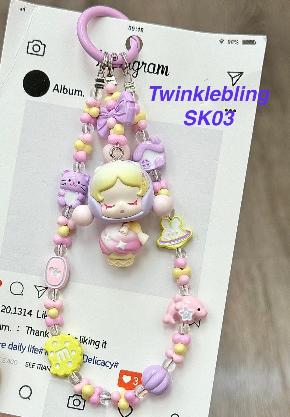 (POP Charm) Handmade DIY Pop Phone Charm - Crybaby Labubu Phone Charm Molly Skullpanda Sweetbean Phone Charm
