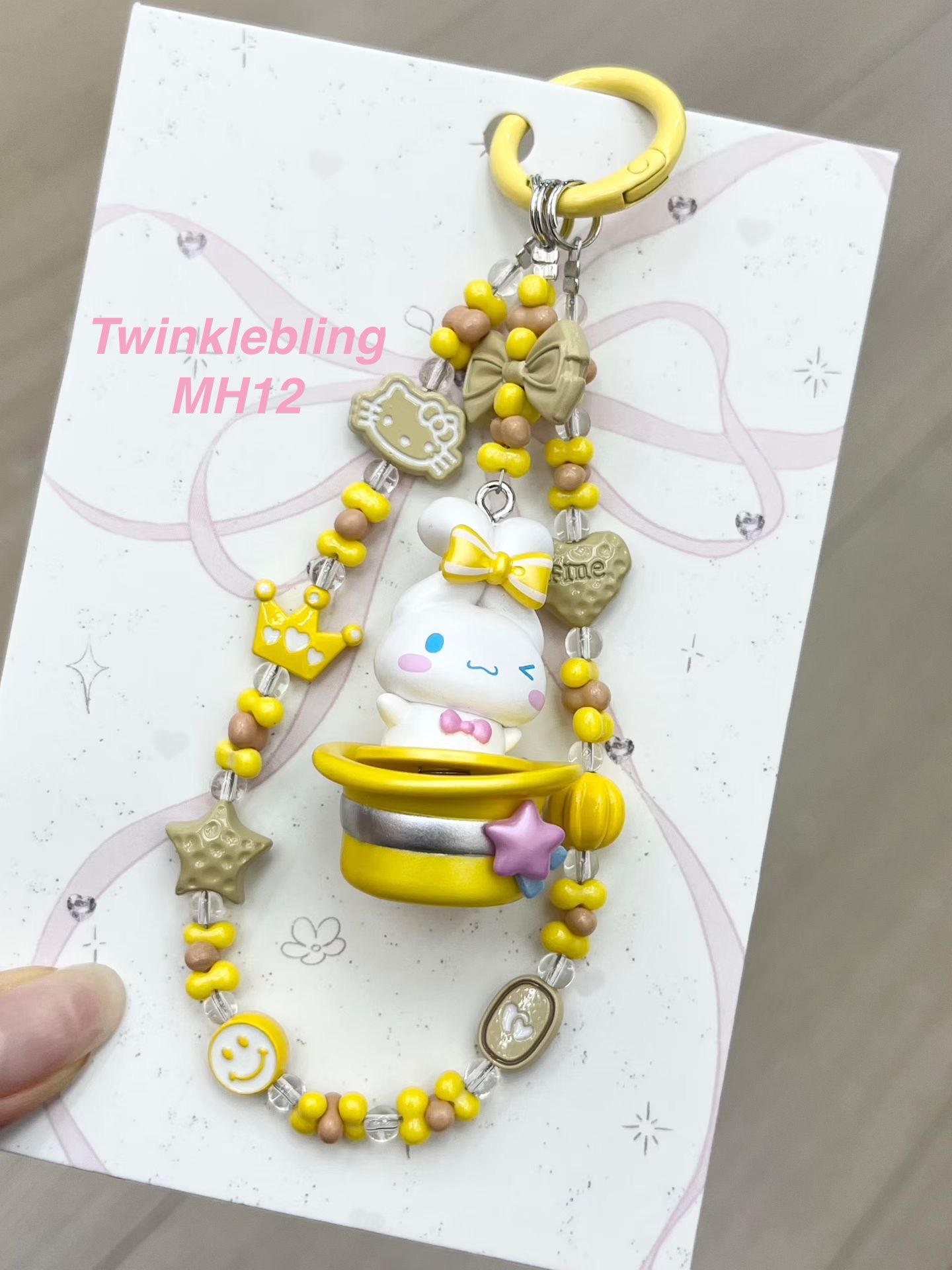 (Magic Hat Series)Handmade Sanrio Hello Kitty & Kuromi Double Chain Phone/Bag Charm