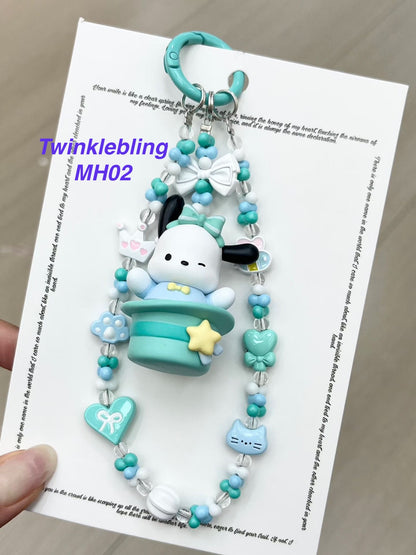 (Magic Hat Series)Handmade Sanrio Hello Kitty & Kuromi Double Chain Phone/Bag Charm