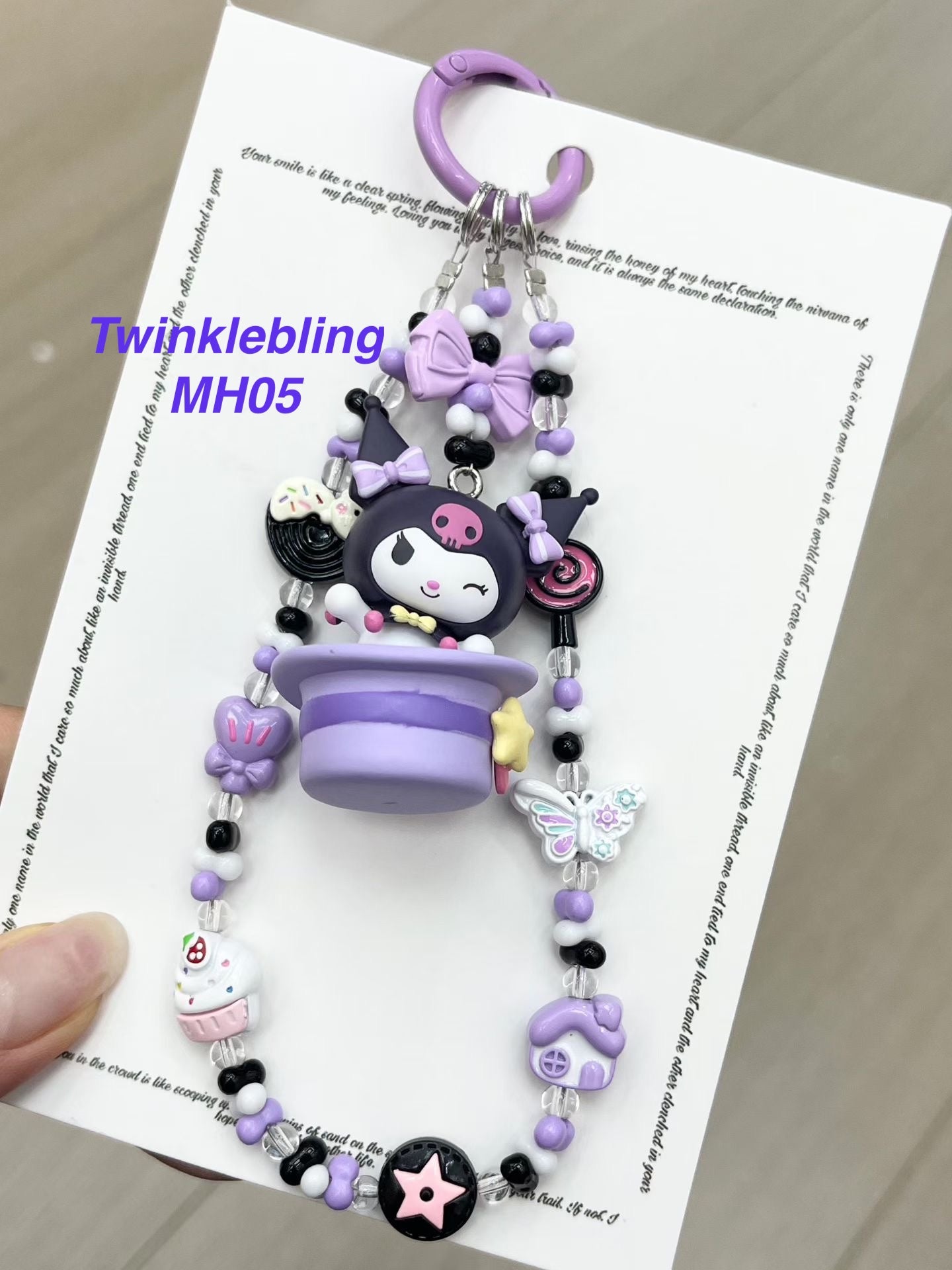 (Magic Hat Series)Handmade Sanrio Hello Kitty & Kuromi Double Chain Phone/Bag Charm