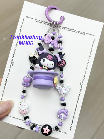 (Magic Hat Series)Handmade Sanrio Hello Kitty & Kuromi Double Chain Phone/Bag Charm