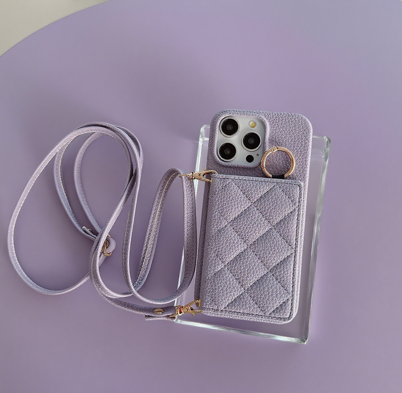 iPhone 17/16/15 Pro Max Leather Phone Case Tri-fold Wallet with Mirror and Lanyard, Multi-Slots Card Holder Pouch, Card Slots